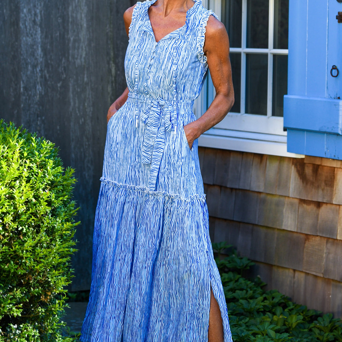 alexis blue leather dress Long Hippie Chic Dress in Blue main image 0