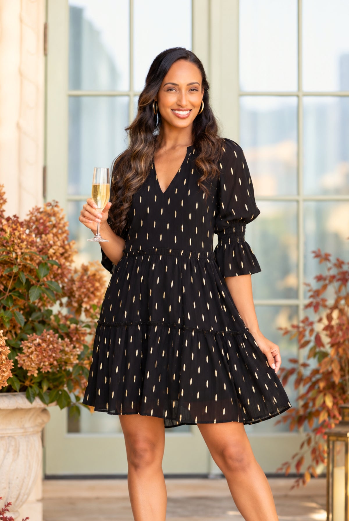 Kayla Dress in Black Metallic