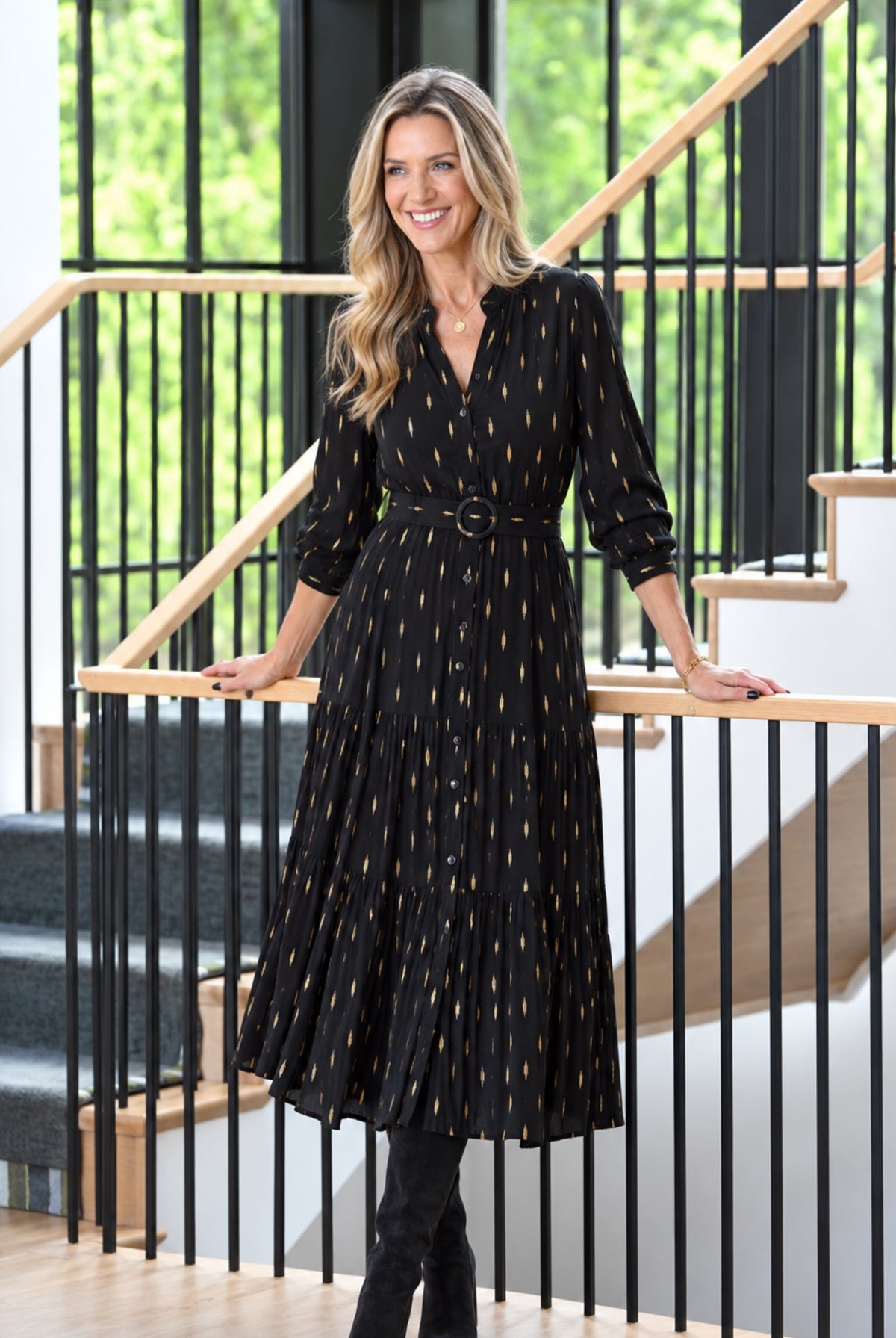Vivienne Dress in Black Metallic