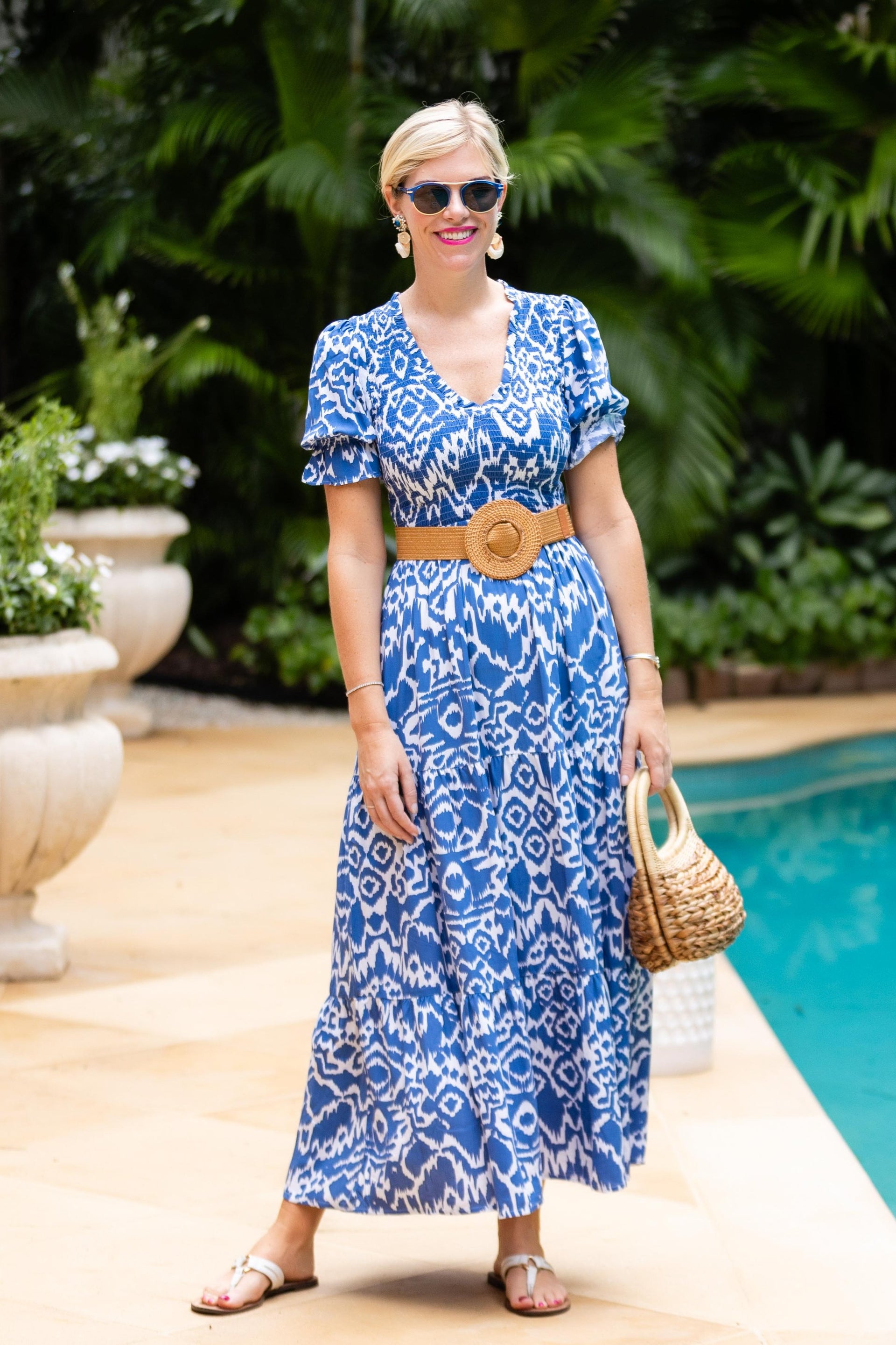 Nancy Dress / Denim Blue Ikat Denim Blue Ikat / XXL