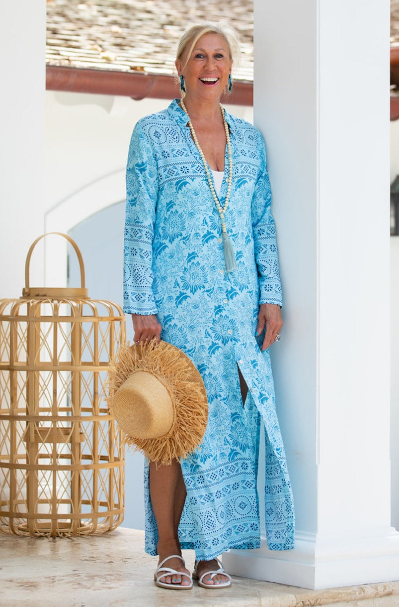 Mandarin Duster / Turquoise XXL / Turquoise Mandarin Duster / Turquoise XXL / Turquoise