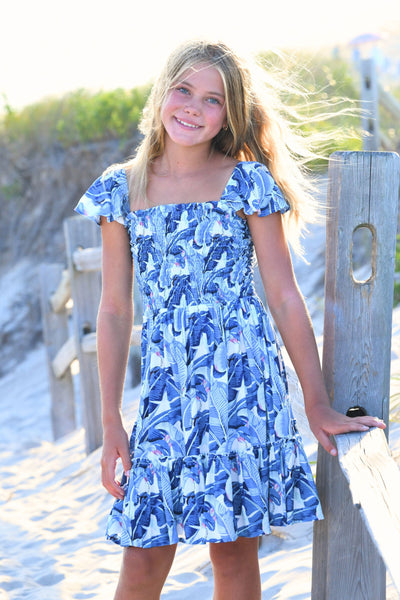 Girl's Matilda Dress / Cobalt Tropical Cobalt Tropical / 14