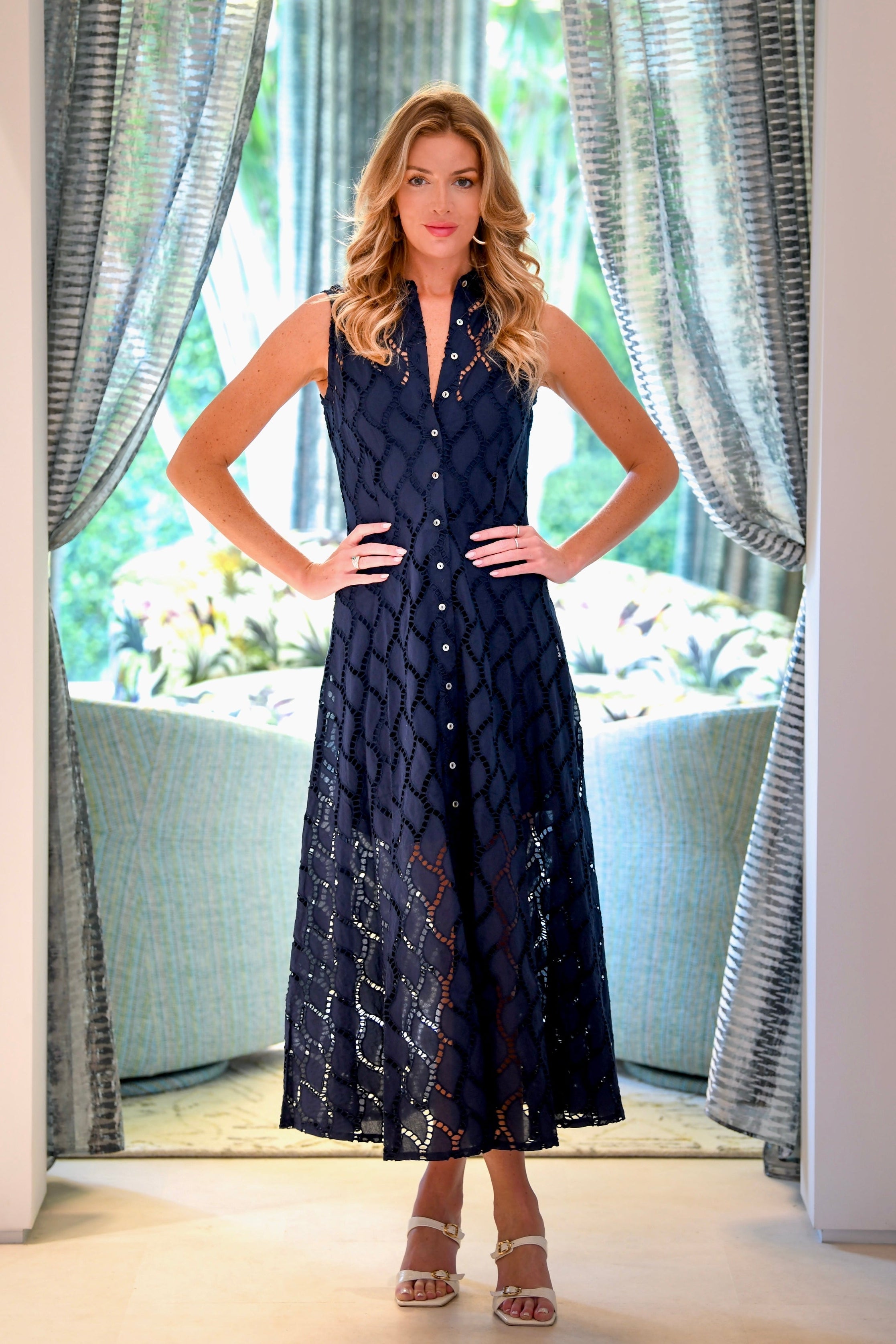 navy blue eyelet dress Whitney Dress / Navy Eyelet Navy Eyelet / M