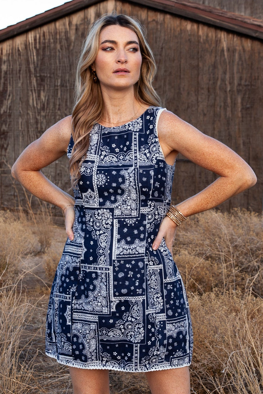 Jane Dress / Navy Bandana Navy Bandana / XS Jane Dress / Navy Bandana Navy Bandana / XS
