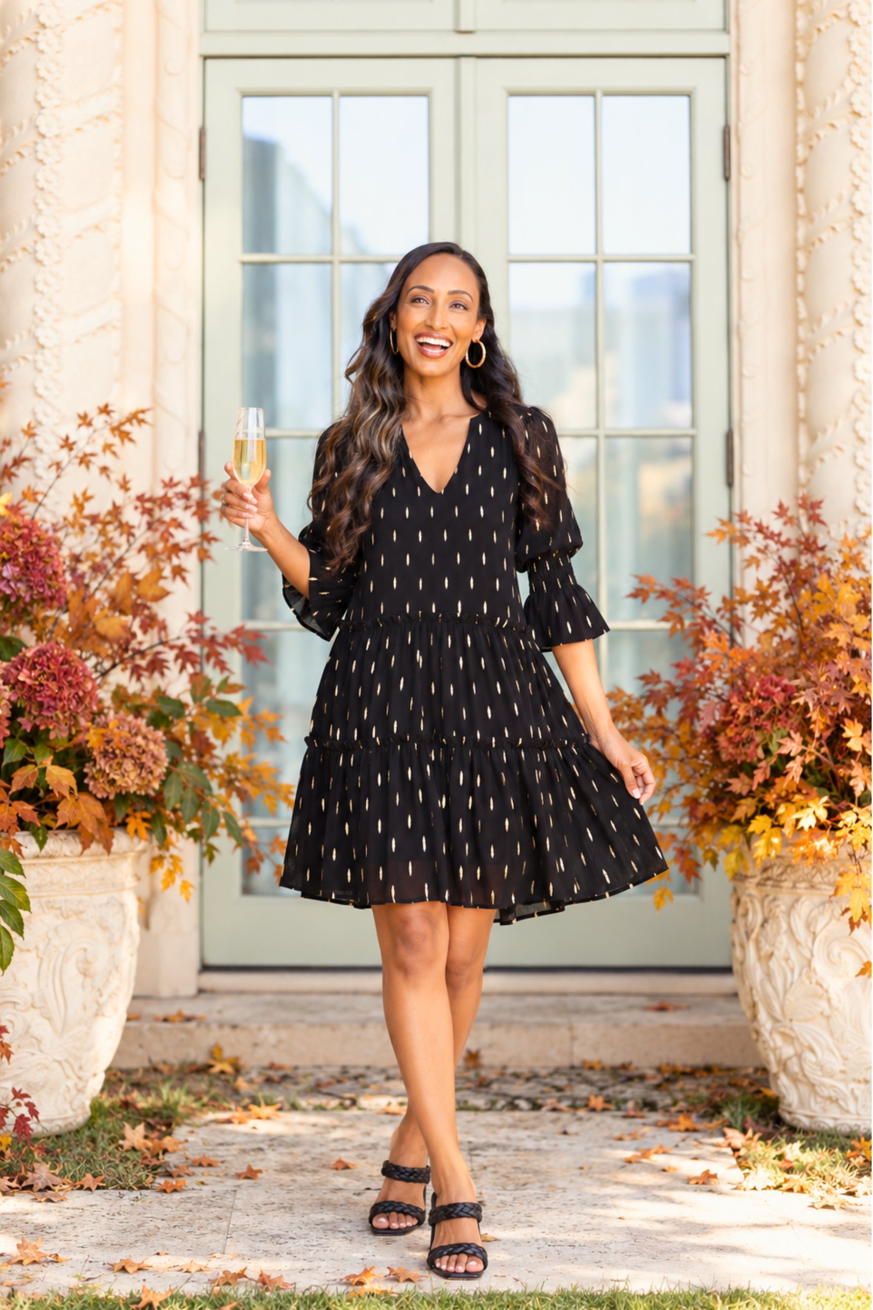 Kayla Dress in Black Metallic