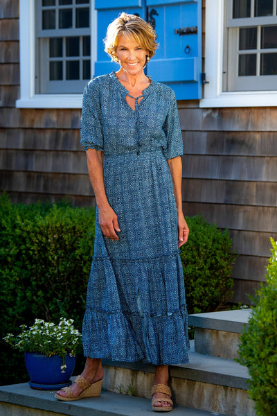Eliza Dress / Deep Indigo Medallion – walker&wade