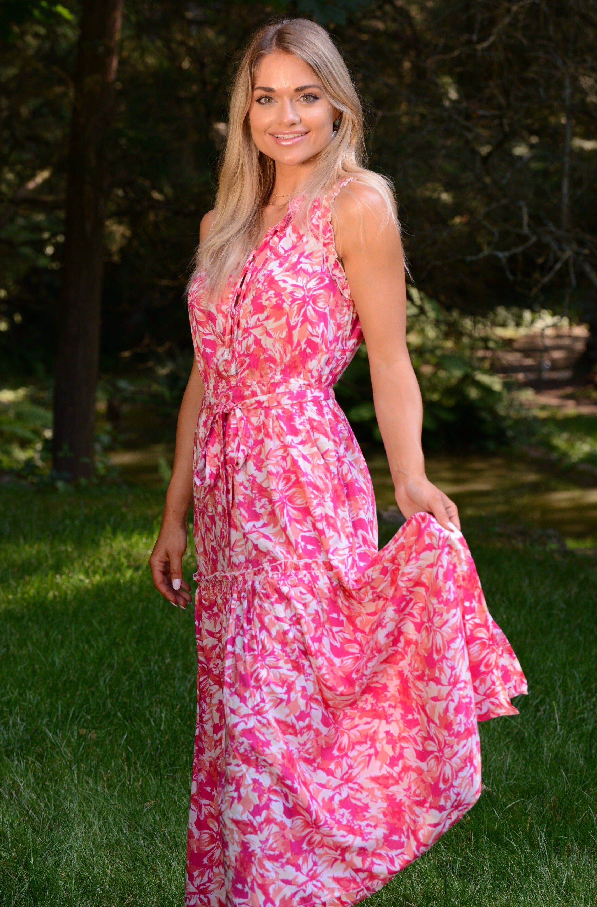 pink alexis dress THE ALEXIS BUTTON FRONT DRESS IN PINK Large